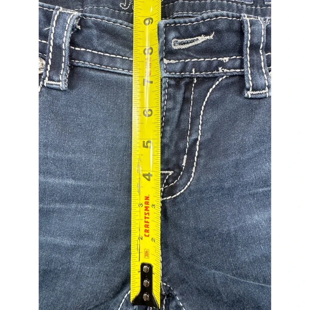 Miss Me Womens Mid Rise Skinny Jeans Dark Wash Contrast Stitch ME8060S2R Size 28